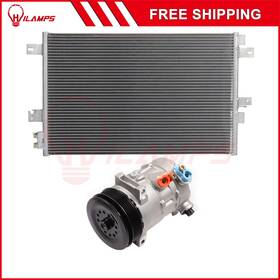 Hilamps 13275345 For 11-14 Chrysler 200 08-14 Dodge Avenger Ac Condenser And Compressor Cooling Kit
