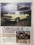 MISC2404 Vintage Article 1988 Chrysler Tc By Maserati June Page. Fixed Price $14.99.