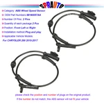 Front Left & Right Abs Wheel Speed Sensor Set 68160057 For 15-17 Chrysler 200. Fixed Price $27.00.