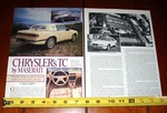 1989 Chrysler Tc Maserati Original Article. Fixed Price $13.25.